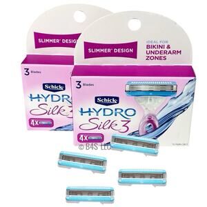 Schick Hydro Silk 3 Razor Refills Women 8 Cartridges (2 packs of 4)